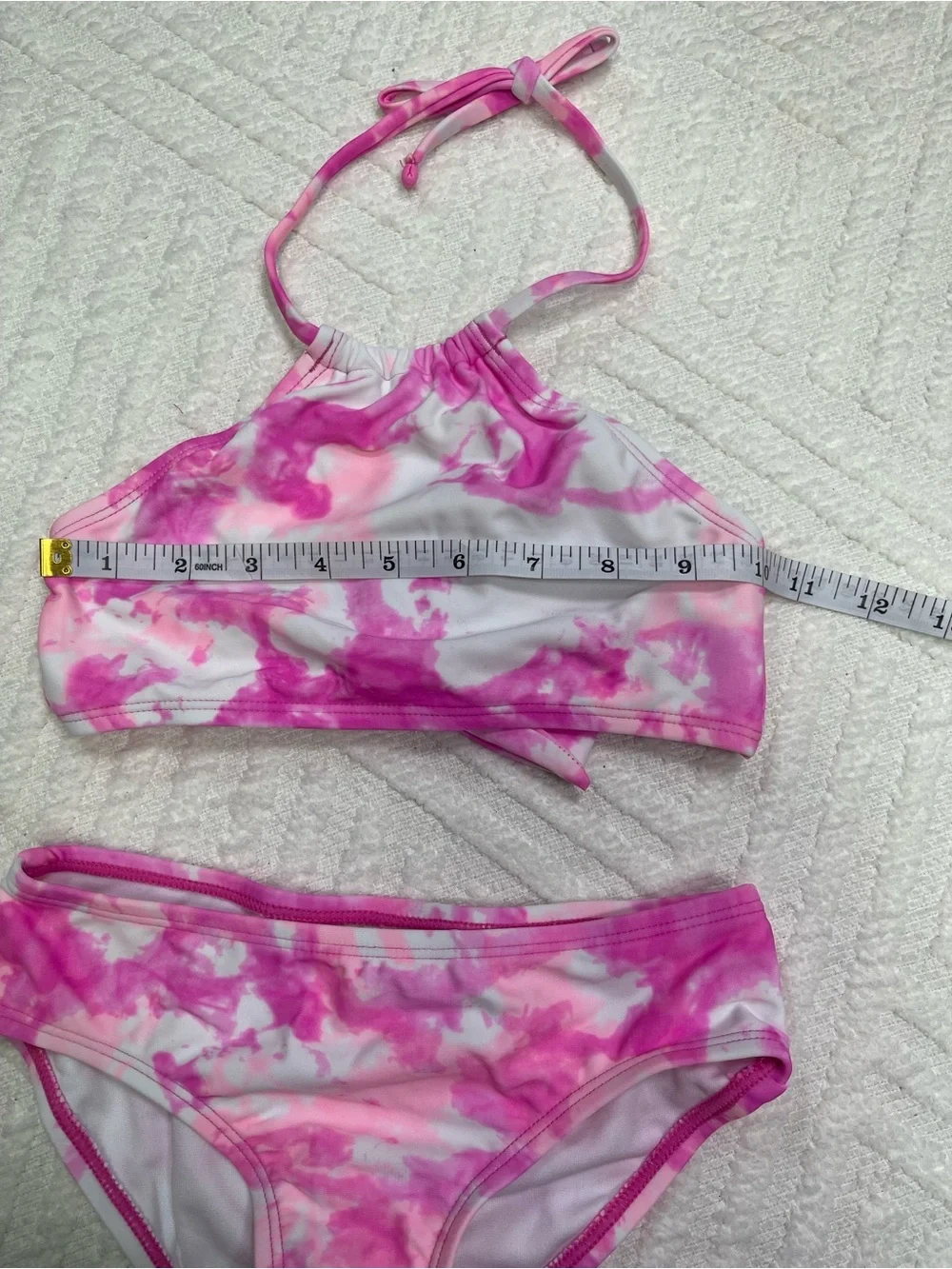 Kanu Surf Girl's Halter Pink Tie-Dye Bikini Set Size 6X